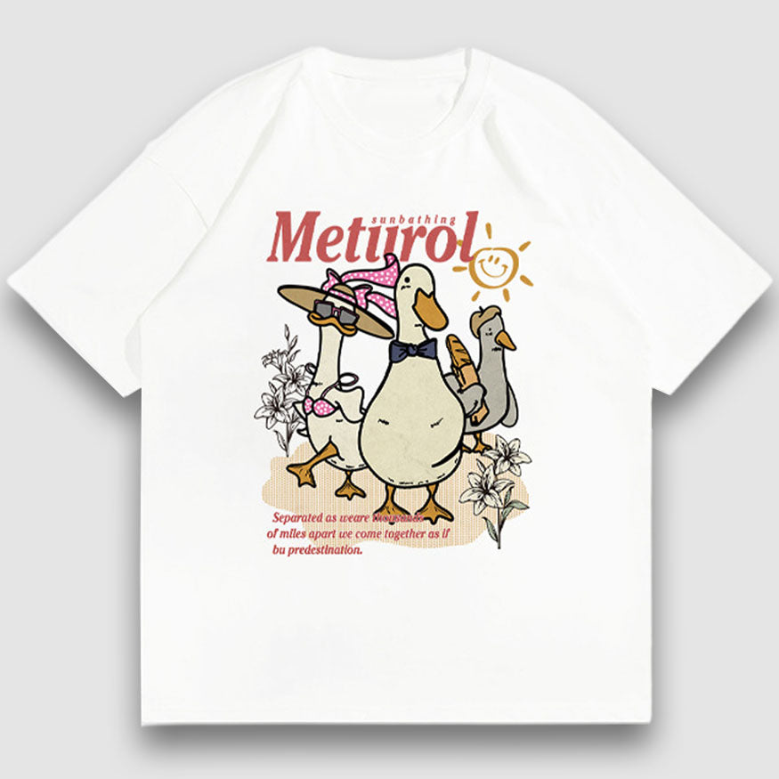 Vacation Goose Pattern Print Tee