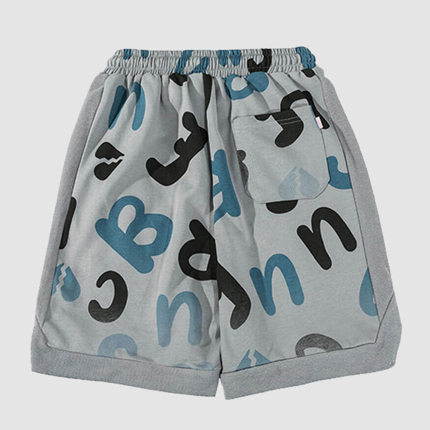 Letter Print Drawstring Sport Shorts