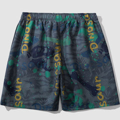 Dino Print Drawstring Shorts