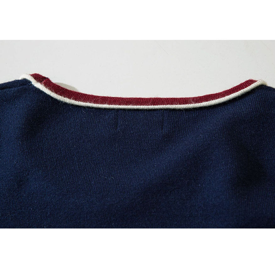 Letter Embroidery Trim Knit Crop Top