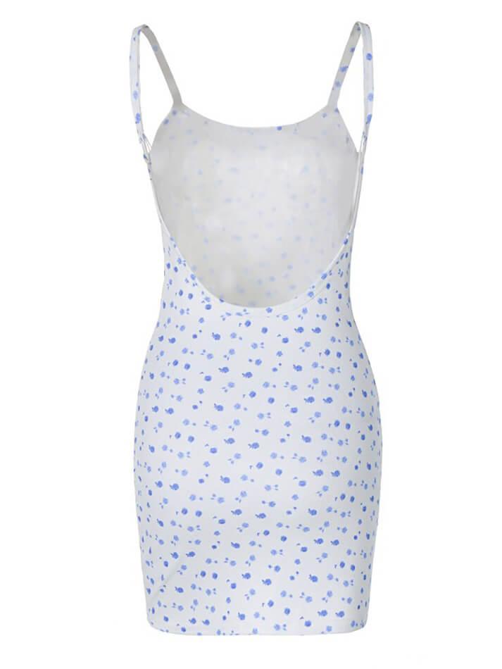 Floral Backless Skinny Halter Dress