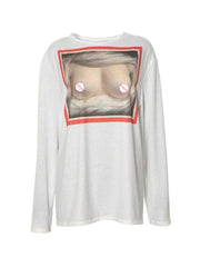 Chest Print Oversized Long Sleeve Tee