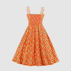 Vintage Daisy Print Cami Strap Dress