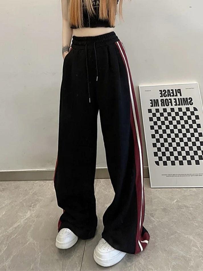 Contrast Side Stripe Baggy Sweatpants