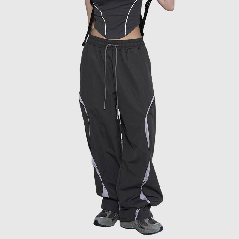 Low Rise Lace Up Color Contrast Cargo Pants