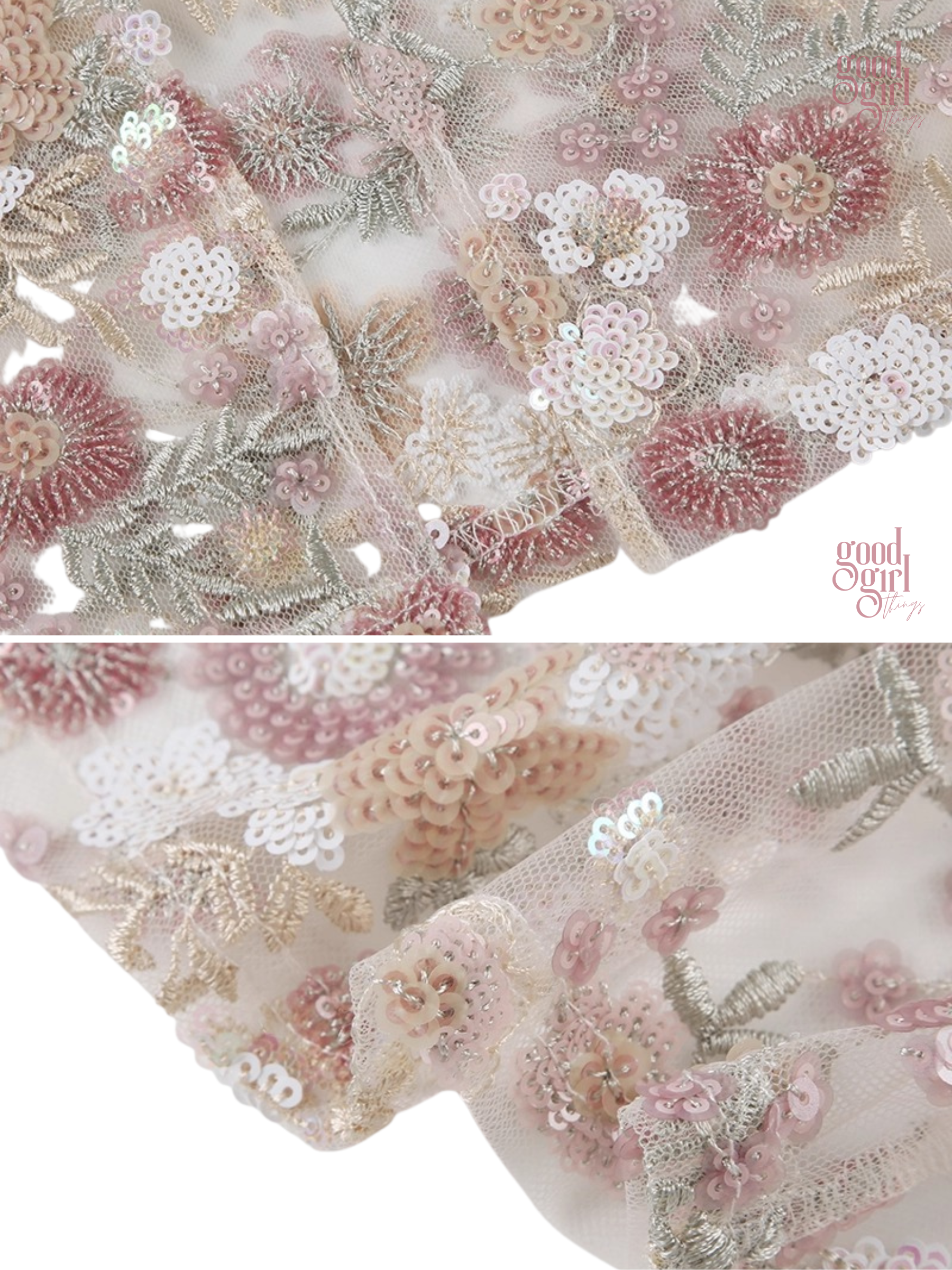 Lindy Floral Embroidered Mesh Tie Top