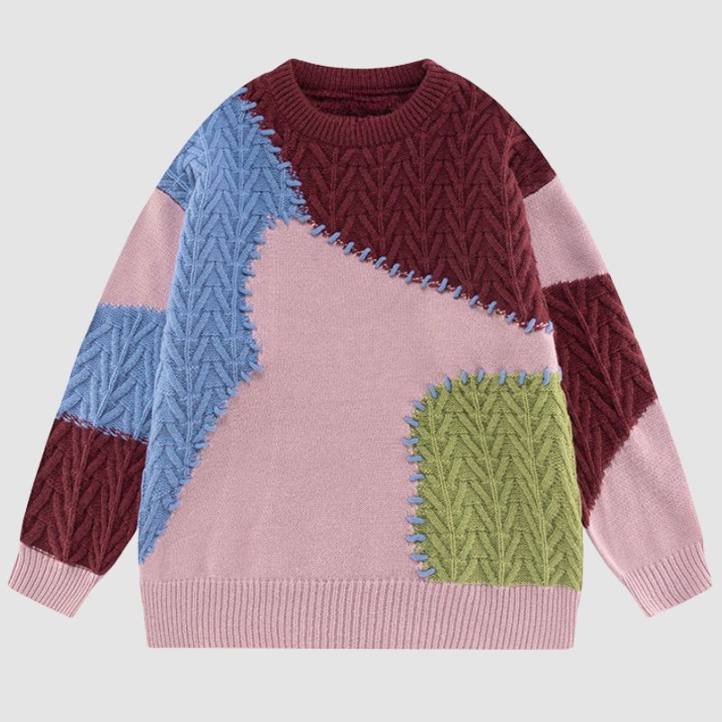 Irregular Color Contrast Twist Design Sweater