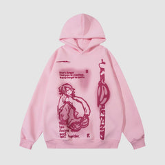 Line Person & Letter Printed Hoodies