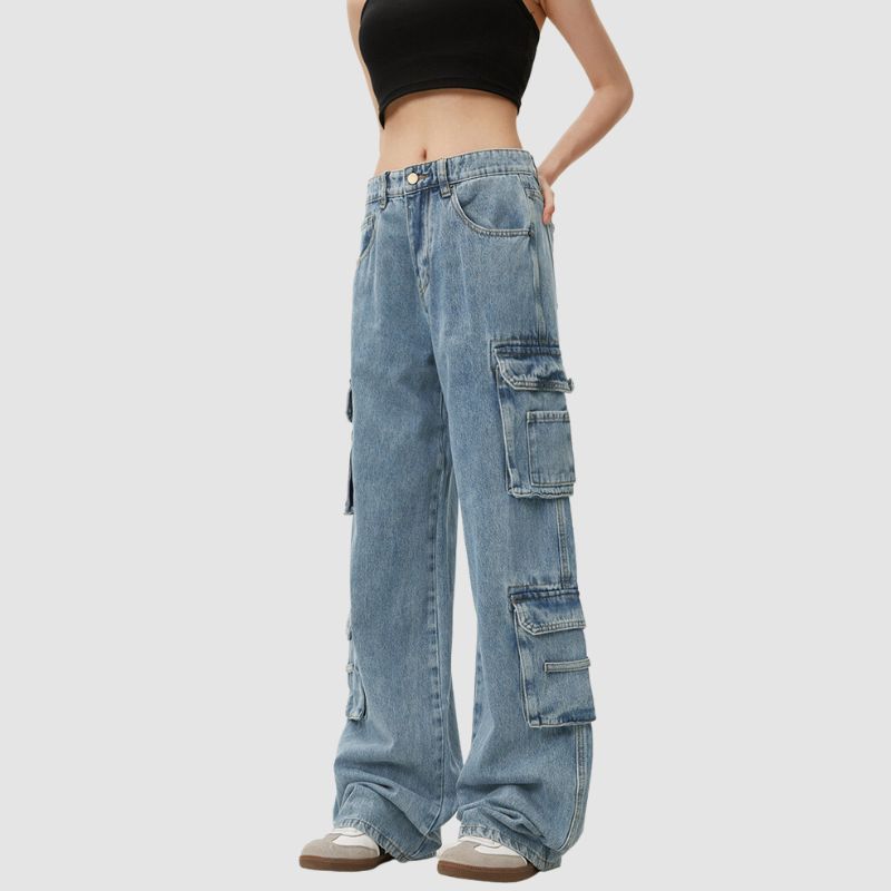 Vintage Straight Leg Patch Pocket Jeans