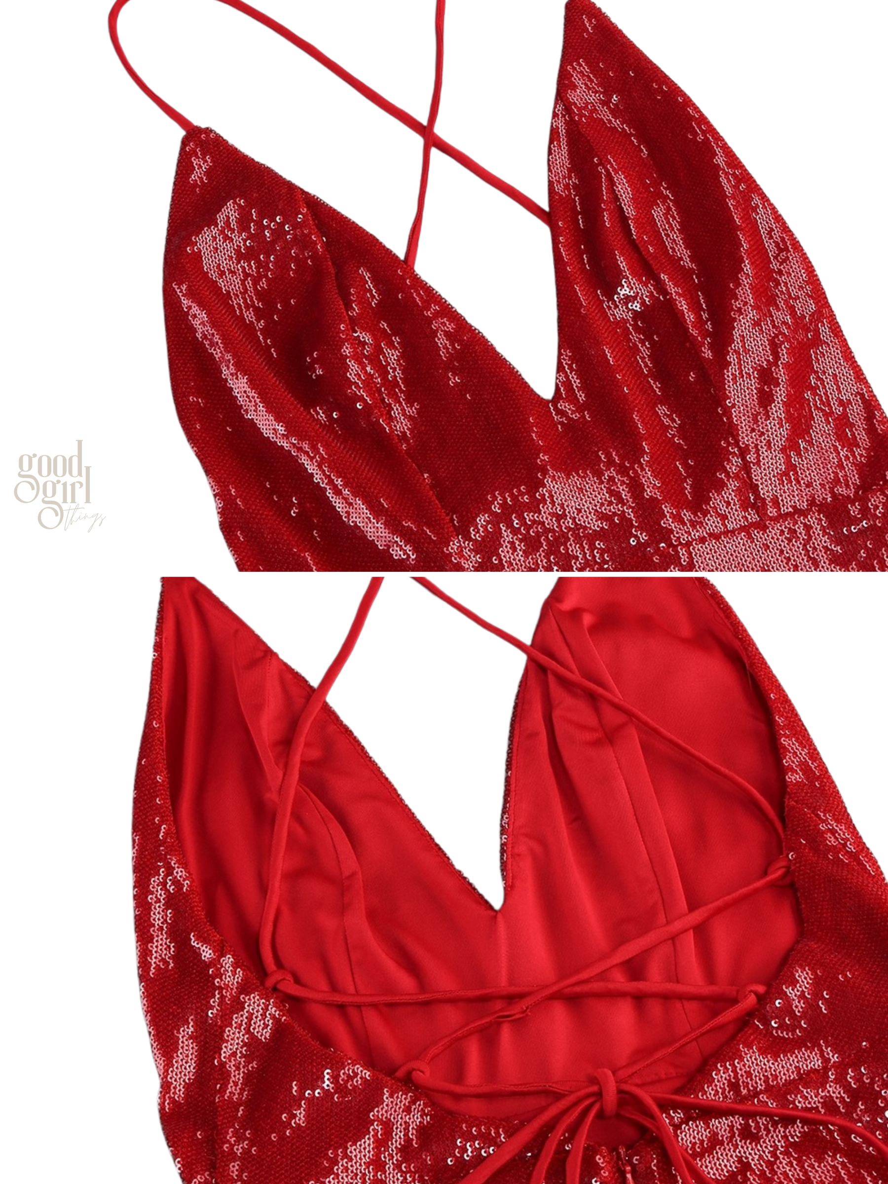 Yelena Sequin Backless Gown