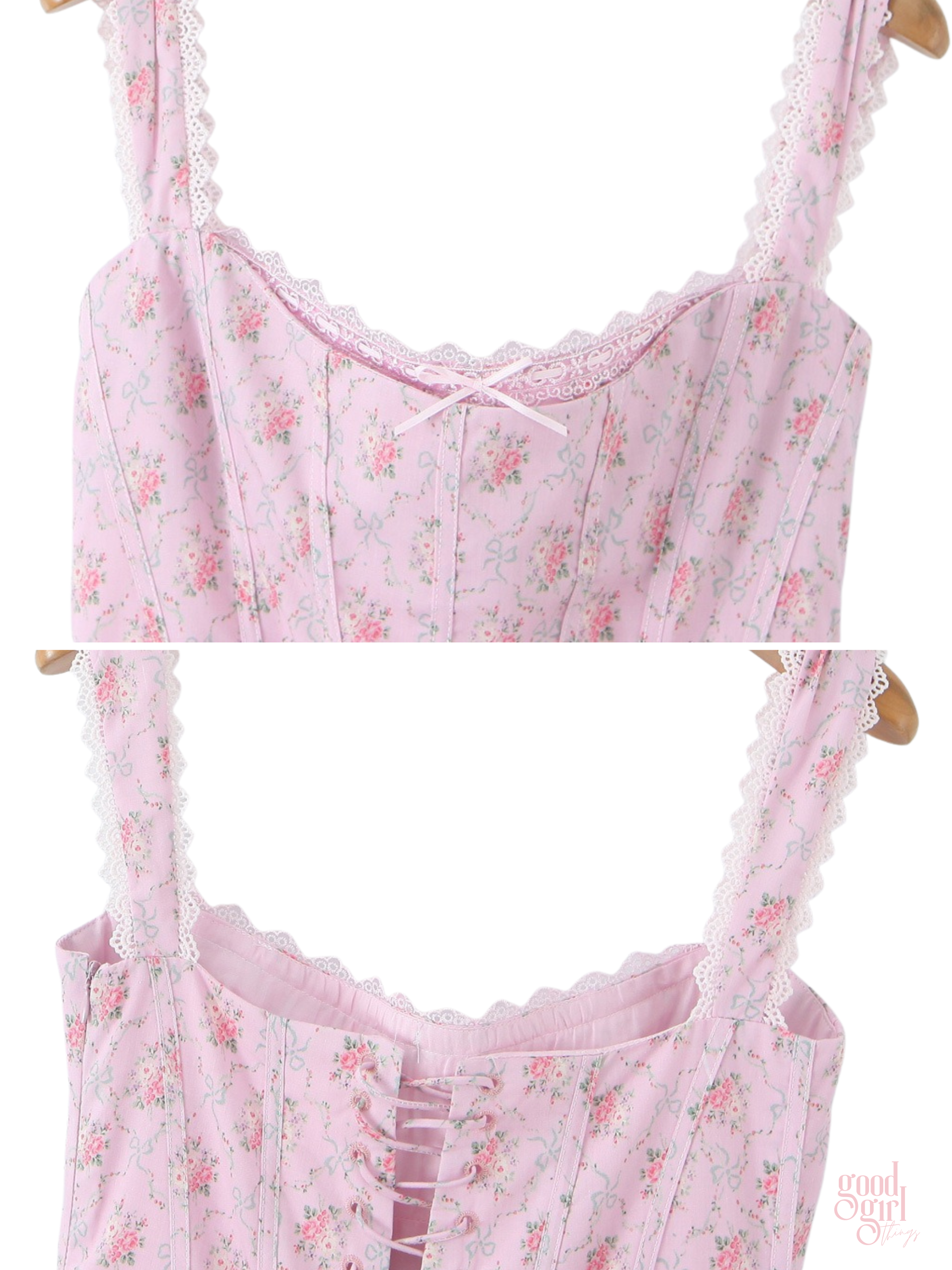 Lily Vintage Lace-Up Floral Midi Dress