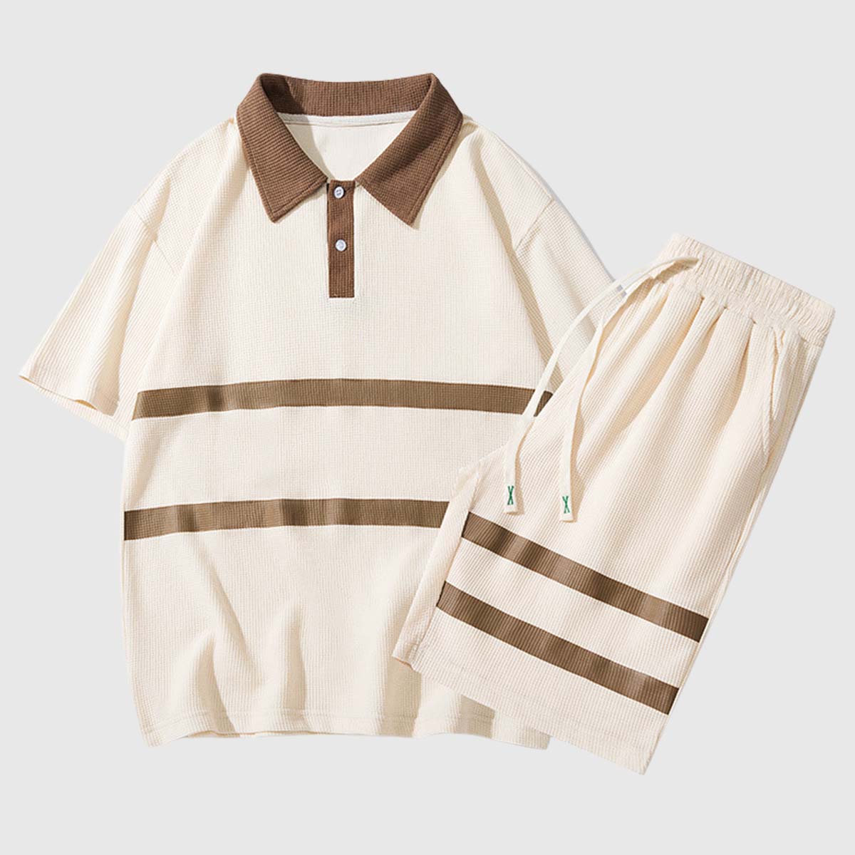 Classic Striped Knit Polo Set