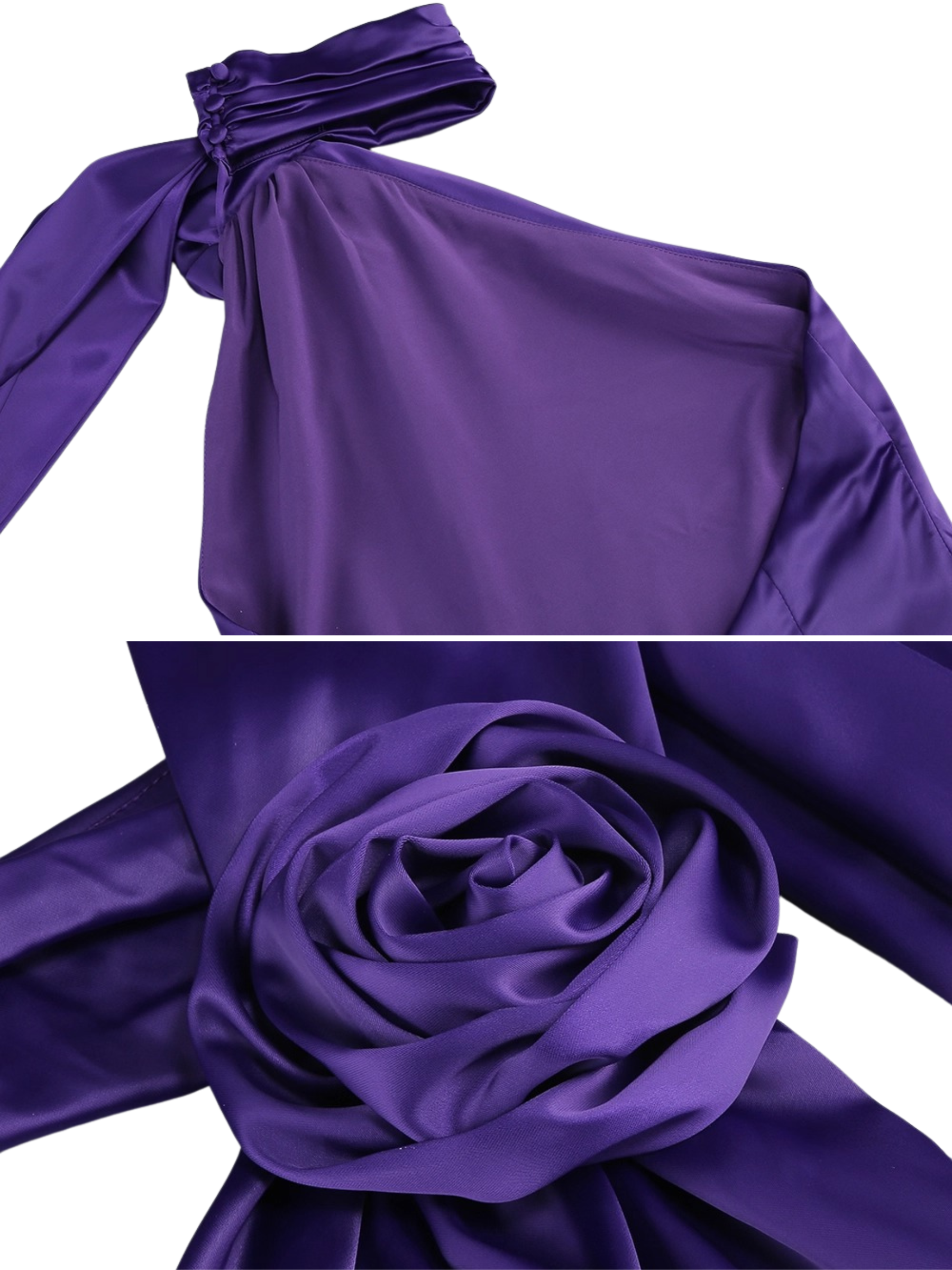 Maria One-Shoulder Satin Rose Gown