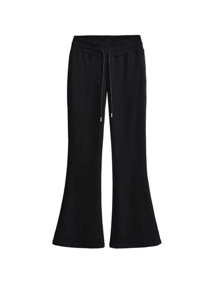 Solid Low Rise Drawstring Flare Leg Pants