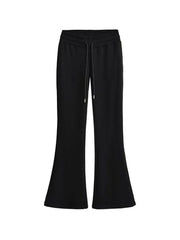 Solid Low Rise Drawstring Flare Leg Pants