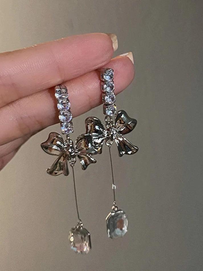 Bow Zircon Pendant Drop Earring