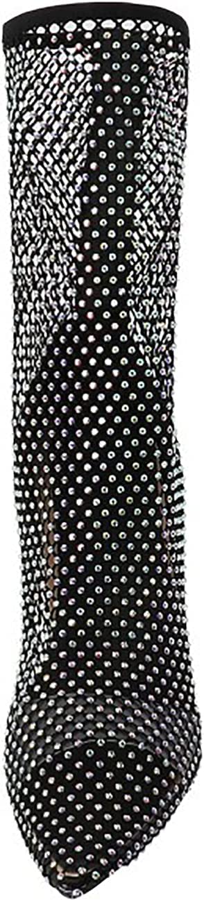 Rhinestone Fishnet Ankle Boots
