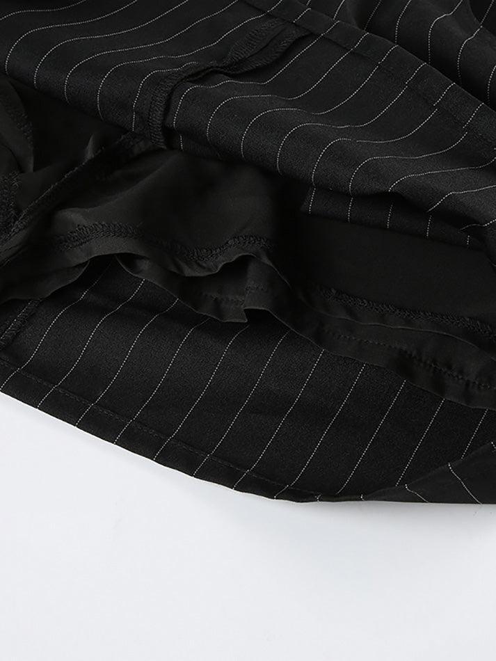Black Striped Low Waisted Halter Skirt