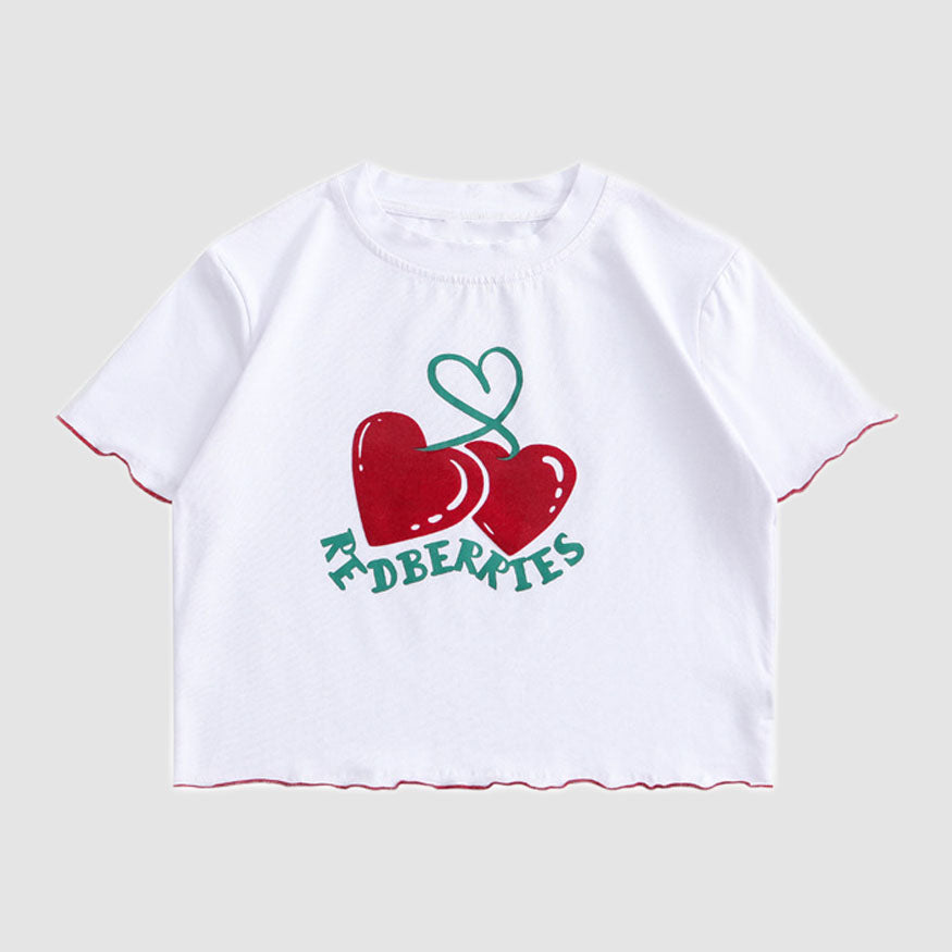 Heart & Letter Print Crop Top