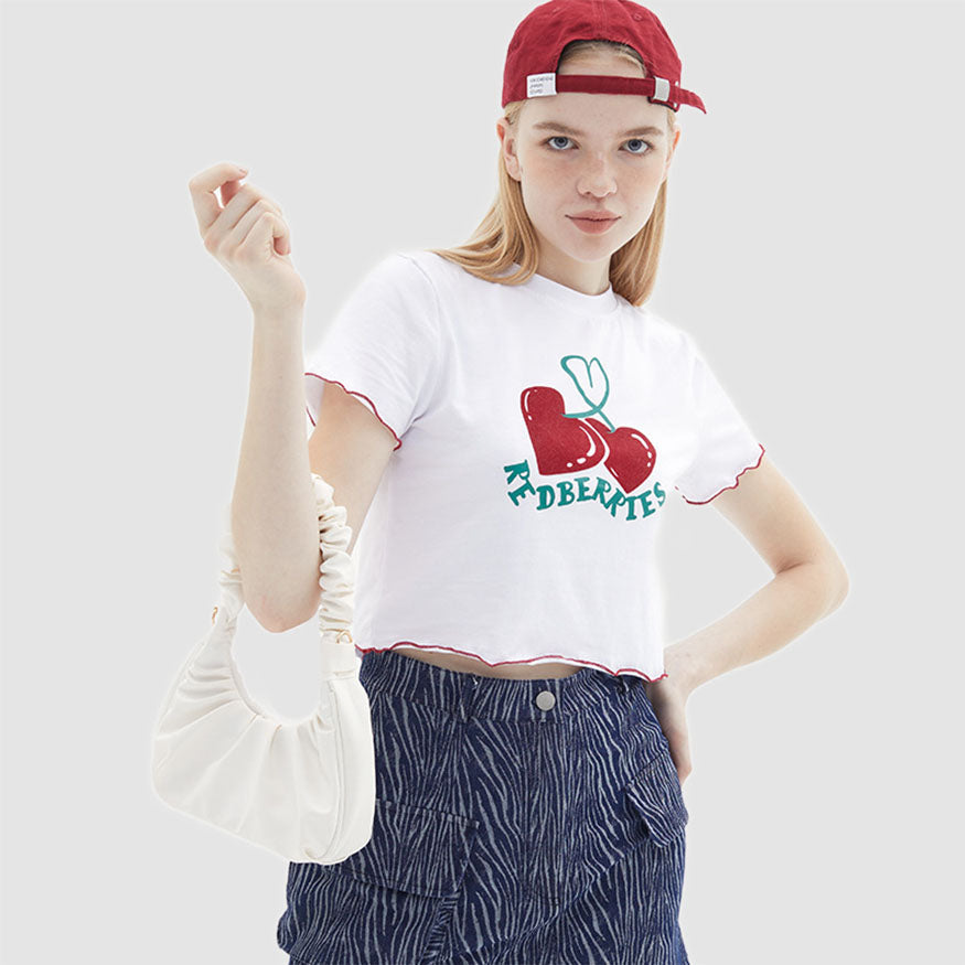 Heart & Letter Print Crop Top