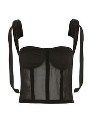 Tied Mesh Corset Crop Top