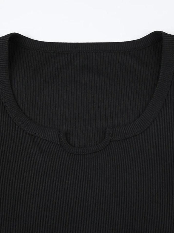 Solid Notch Neck Slim Long Sleeve Knit
