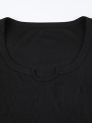 Solid Notch Neck Slim Long Sleeve Knit