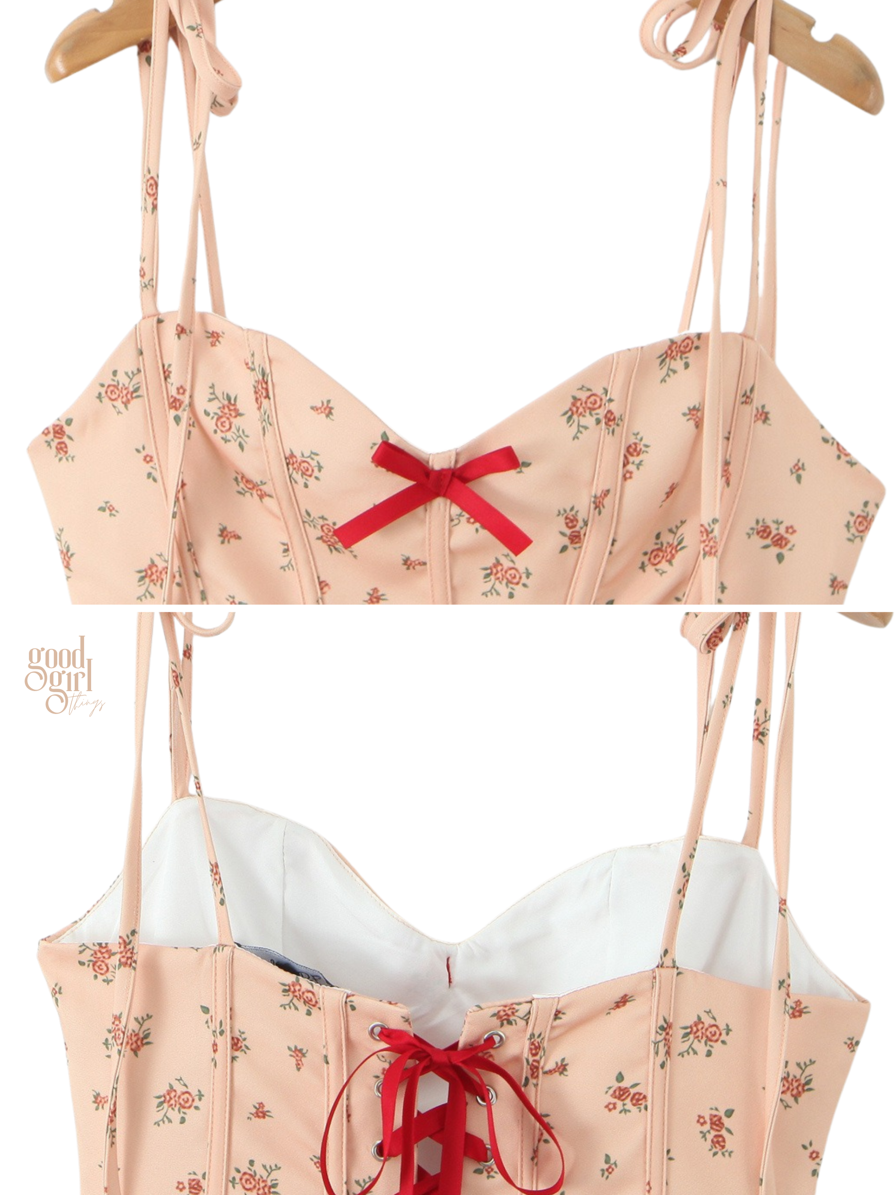 London Peach Corset-Style Floral Mini Dress
