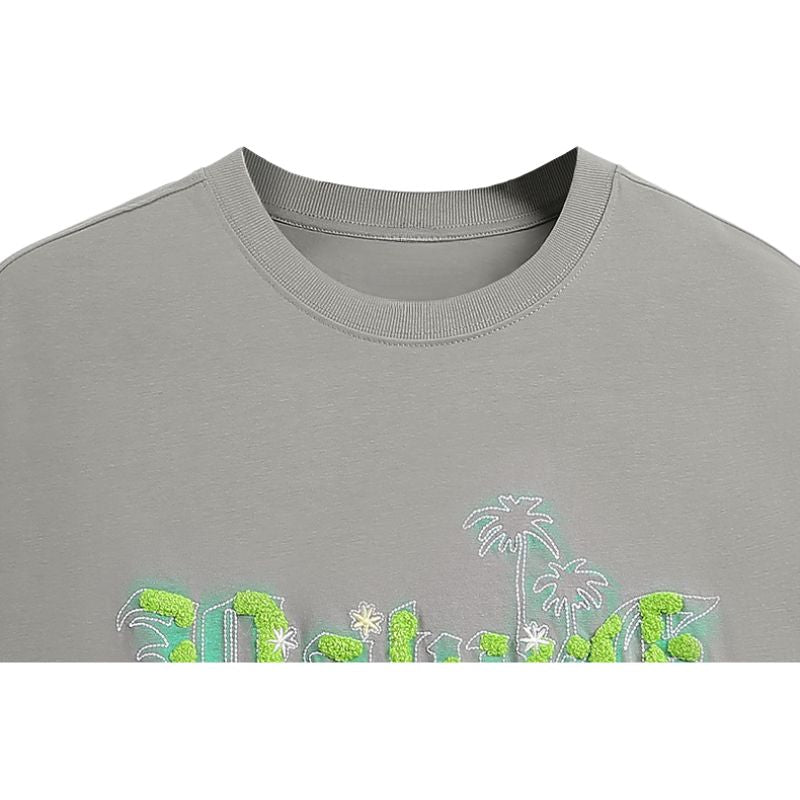 Towel Embroidered Coconut Tree Printed Tee