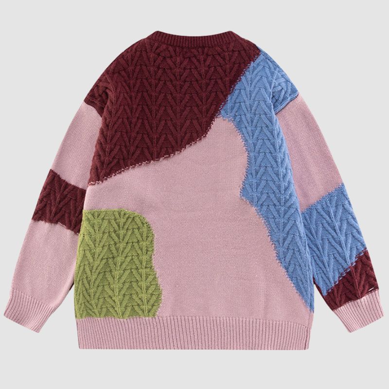 Irregular Color Contrast Twist Design Sweater