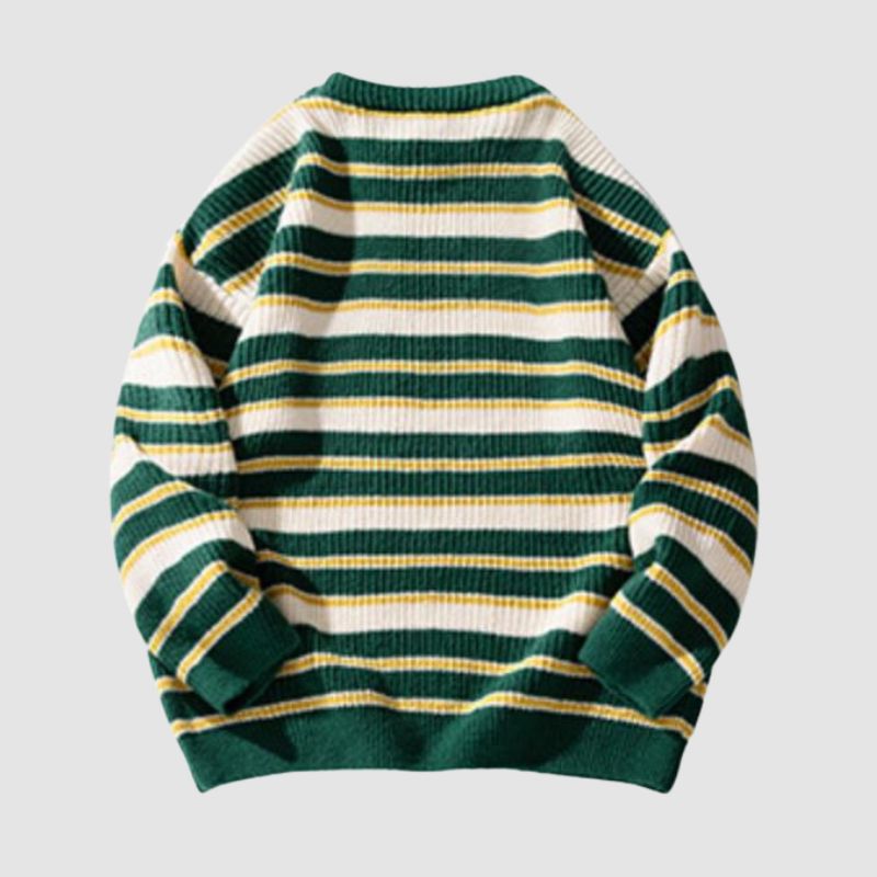 Timeless Hues Patchwork Stripe Knit Pullover