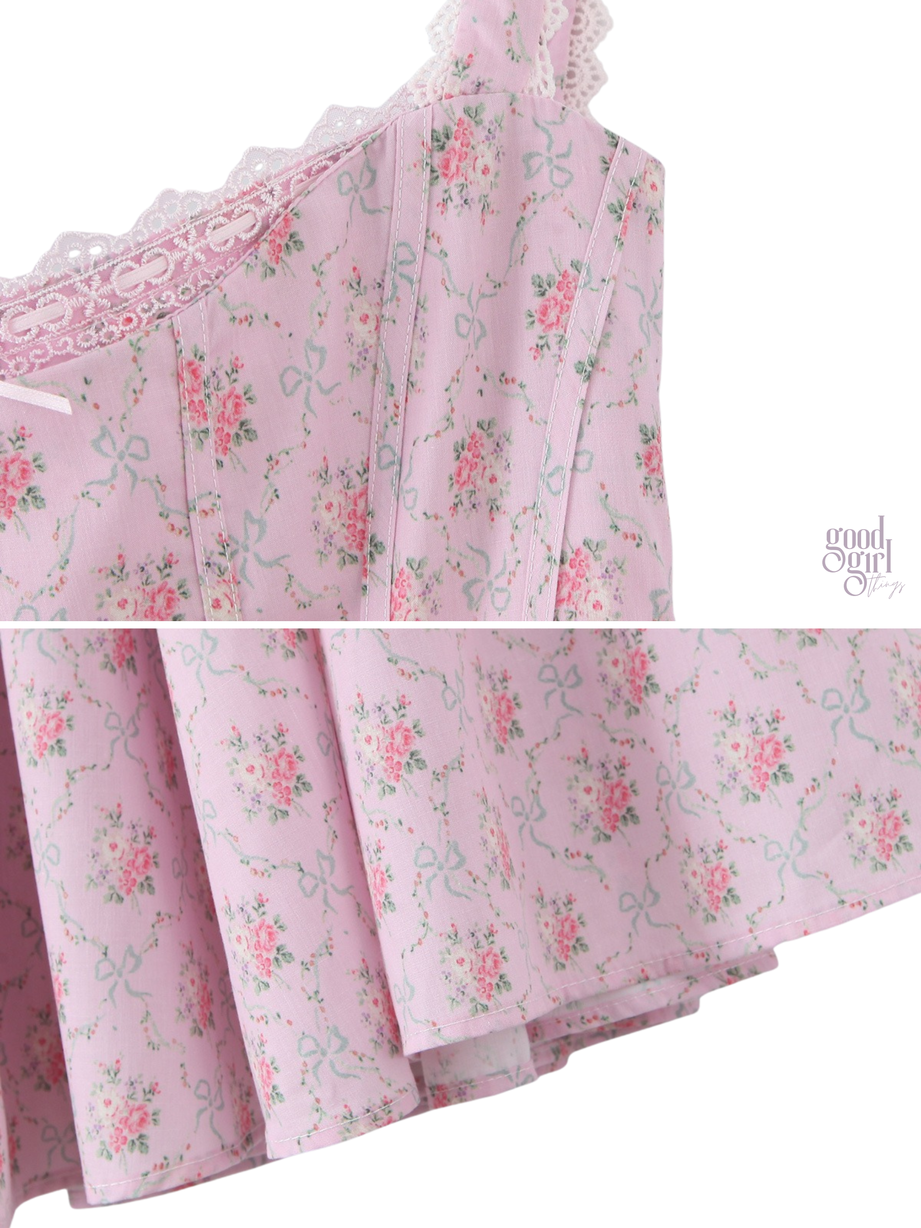 Lily Vintage Lace-Up Floral Midi Dress
