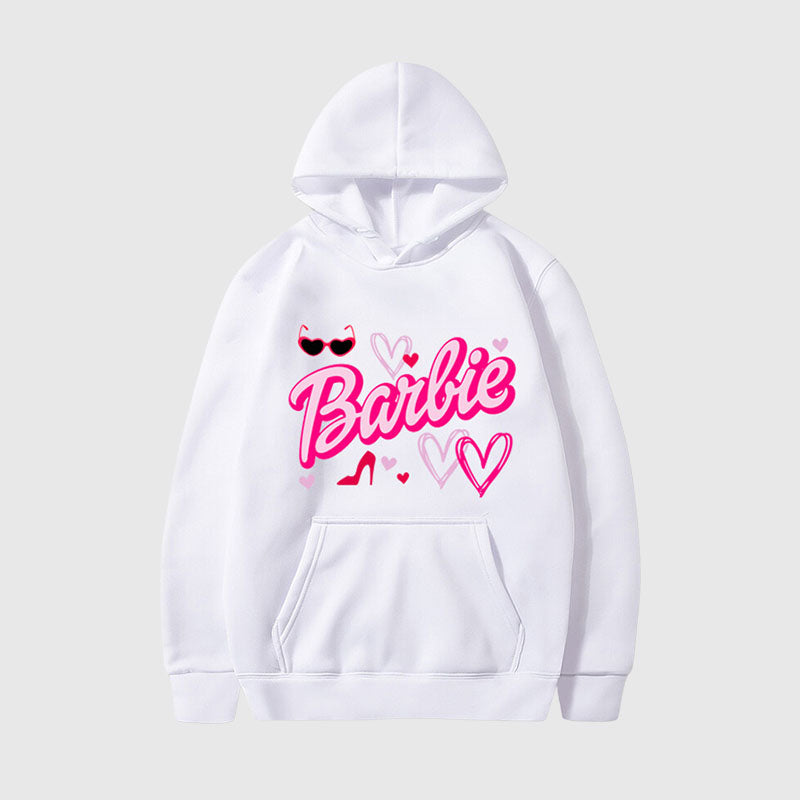 Pink Letter Printed Hoodies