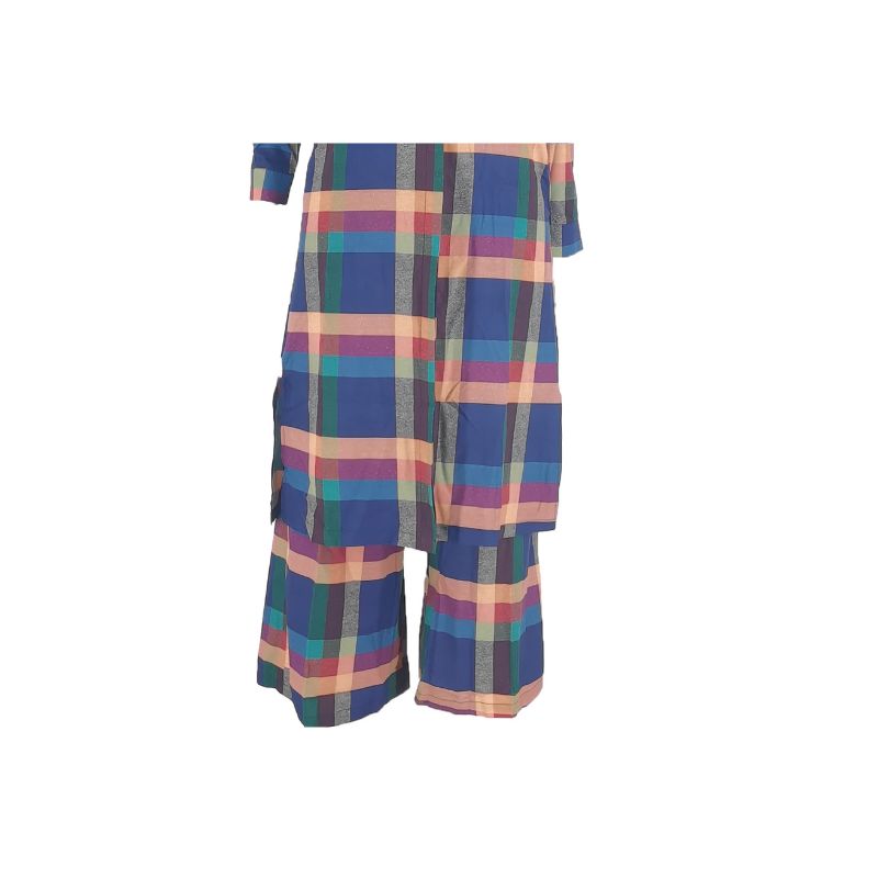 Plaid Shirts Wide Leg Pant Set