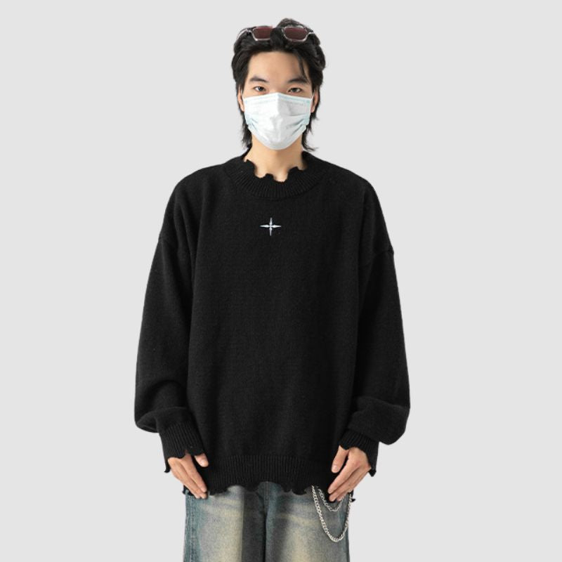 Irregular Raw Edge Knit Pullover