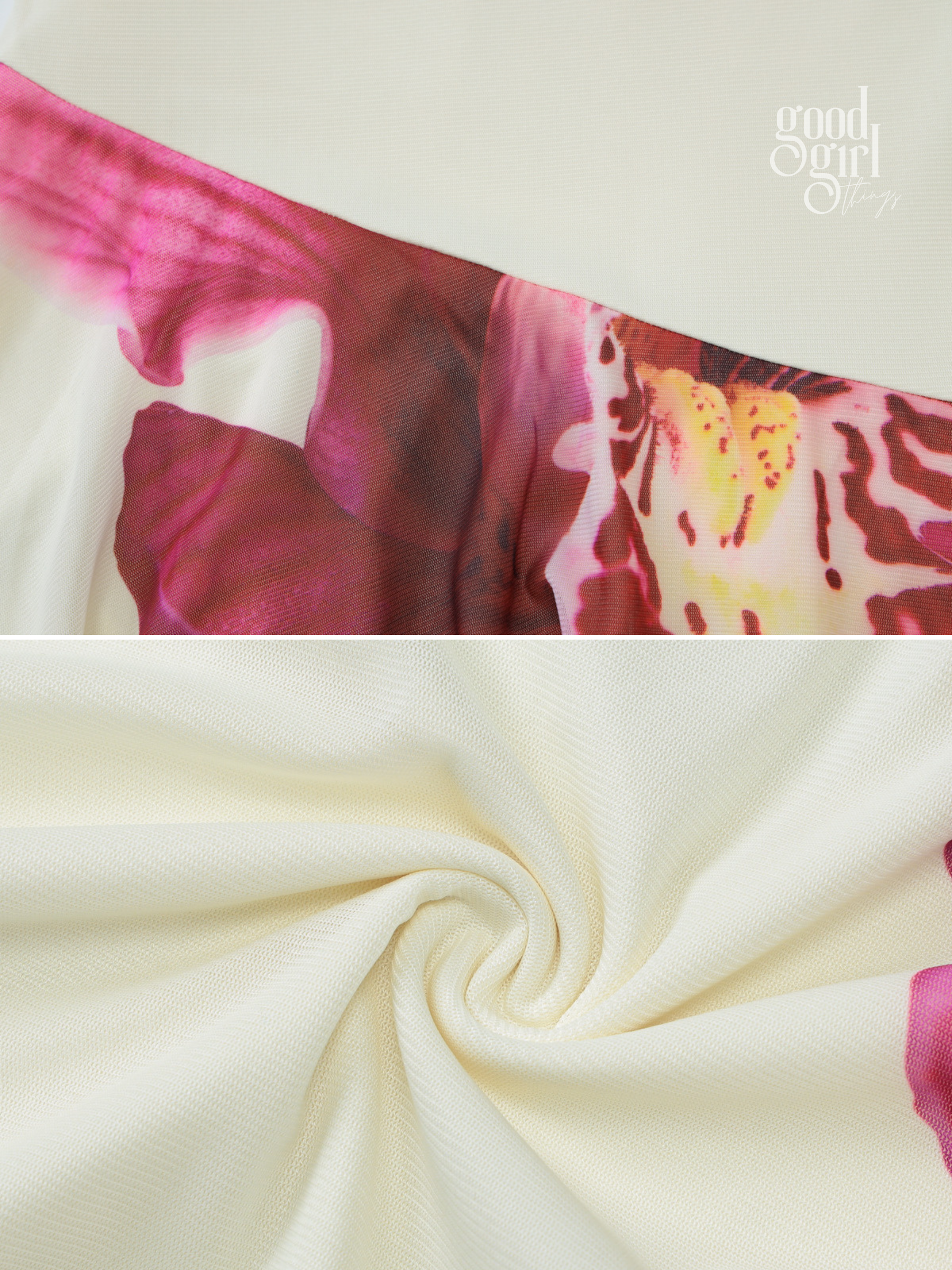 Tyra Orchid Print Strapless Midi Dress