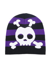 Contrast Color Skull Print Beanie Hat