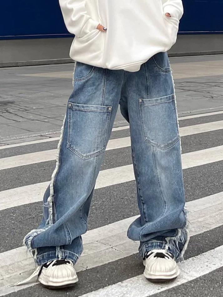 Vintage Multi Pocket Raw Trim Boyfriend Jeans