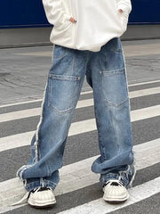 Vintage Multi Pocket Raw Trim Boyfriend Jeans
