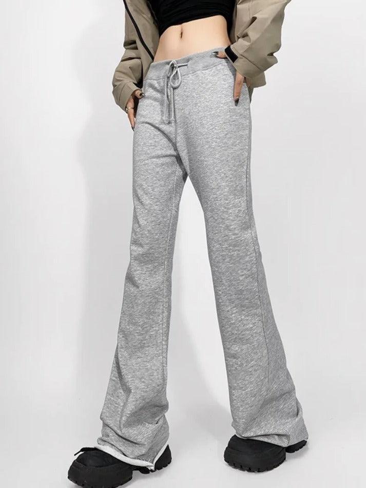 Solid Drawstring Raw Trim Sweatpants