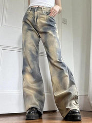 Distressed Ombre Low Rise Boyfriend Jeans