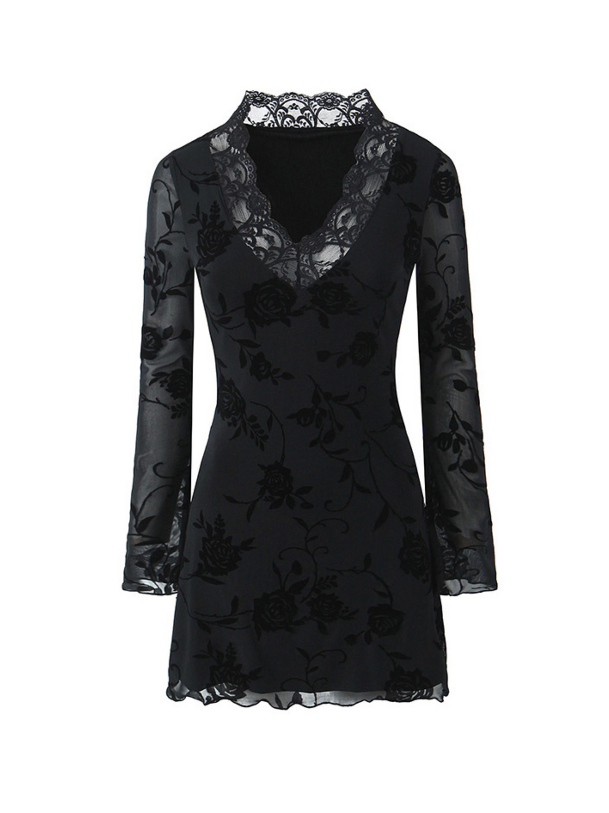 Raven Lace Mesh Mini Dress