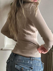 Solid V Neck Ruched Sweater