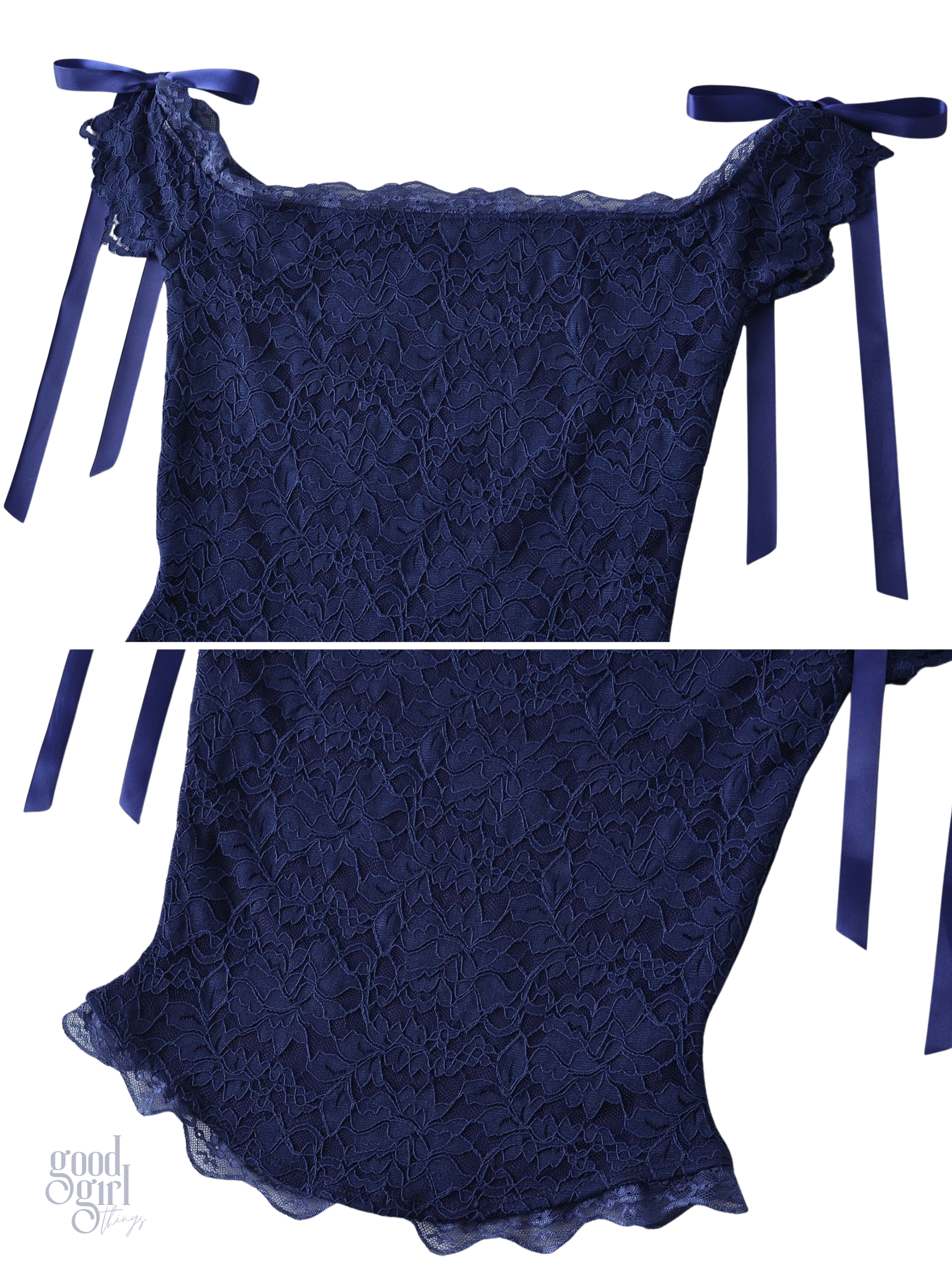 Leah Lace Off-Shoulder Bow Tie Top
