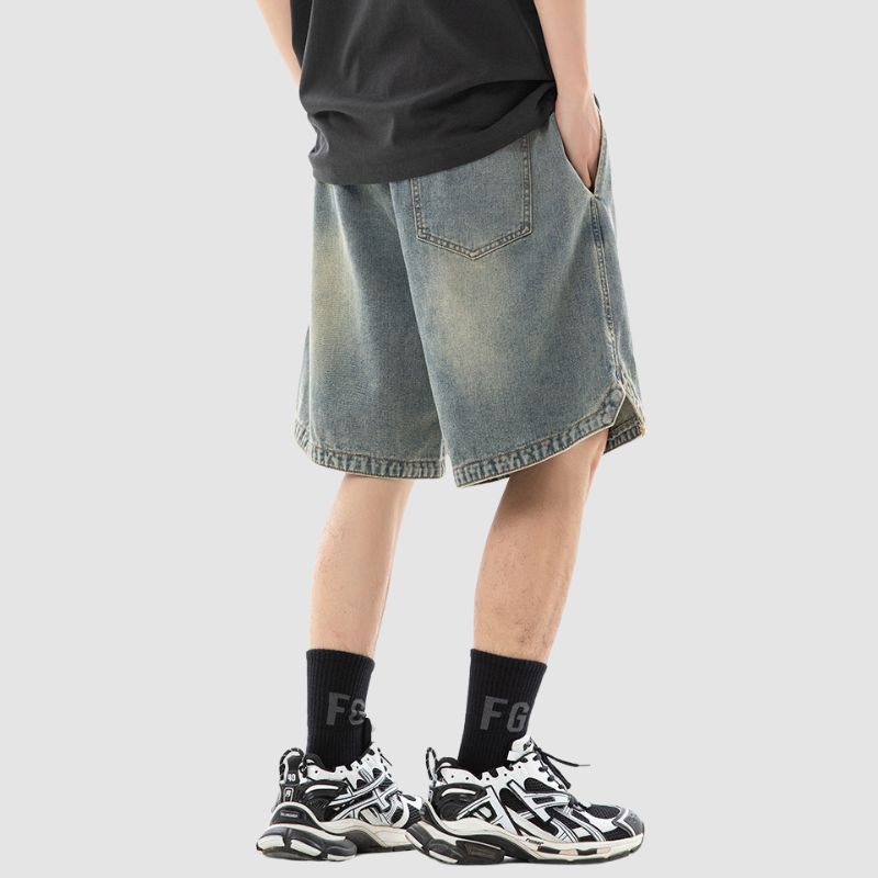 Slit Design Washed Jorts