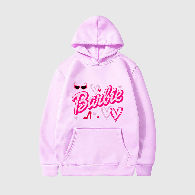 Pink Letter Printed Hoodies