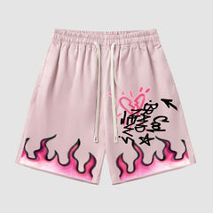 Hip Hop Flame Print Shorts