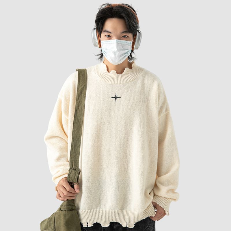 Irregular Raw Edge Knit Pullover