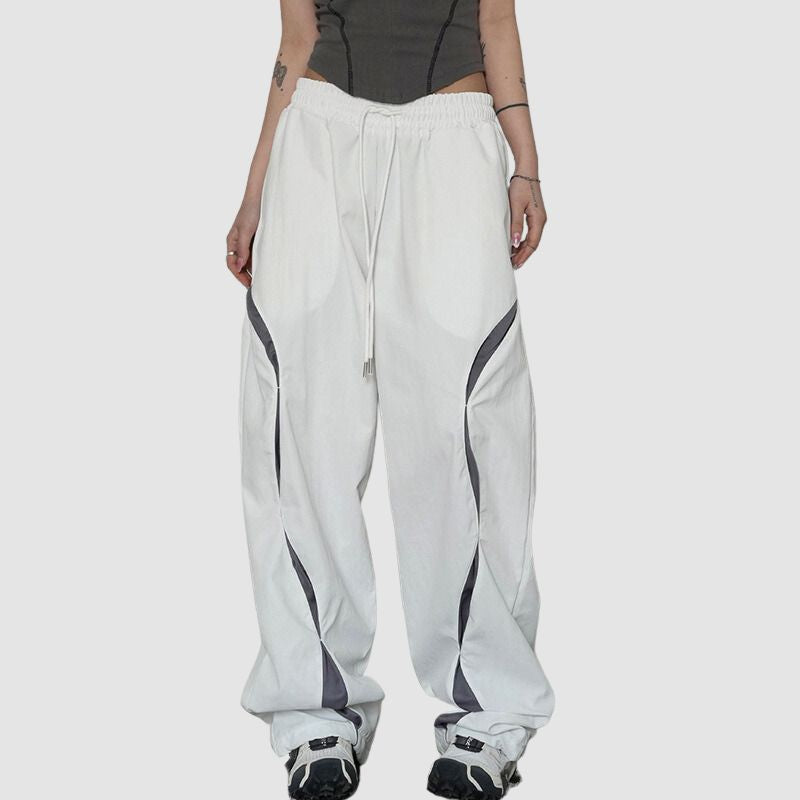 Low Rise Lace Up Color Contrast Cargo Pants