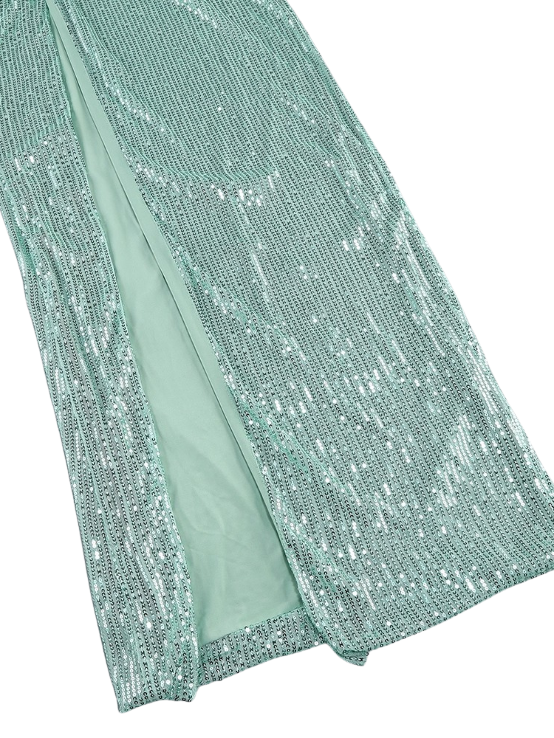 Gracie Sequin Lace-Up Slit Gown